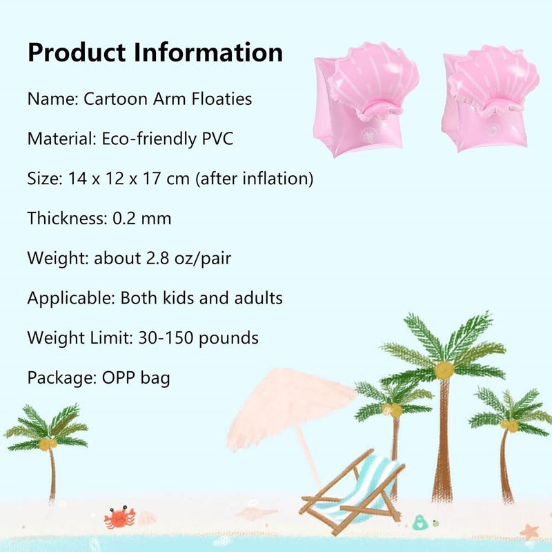 YUNLOVXEE 2 Pack Arm Floaties for Kids - Cute Cartoon Inflatable Pool Arm Floaties Swim Rings, PVC Arm Bands Floater Sleeves for Toddlers Children 3-5-6-12 Years (Watermelon) - Image 2